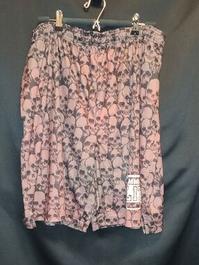 MMA ELITE Skull Print DRAWSTRING Waist Shorts — BROWN and Black XL